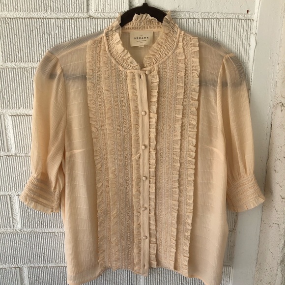 Sezane Tops - Sezane light blush sheer blouse